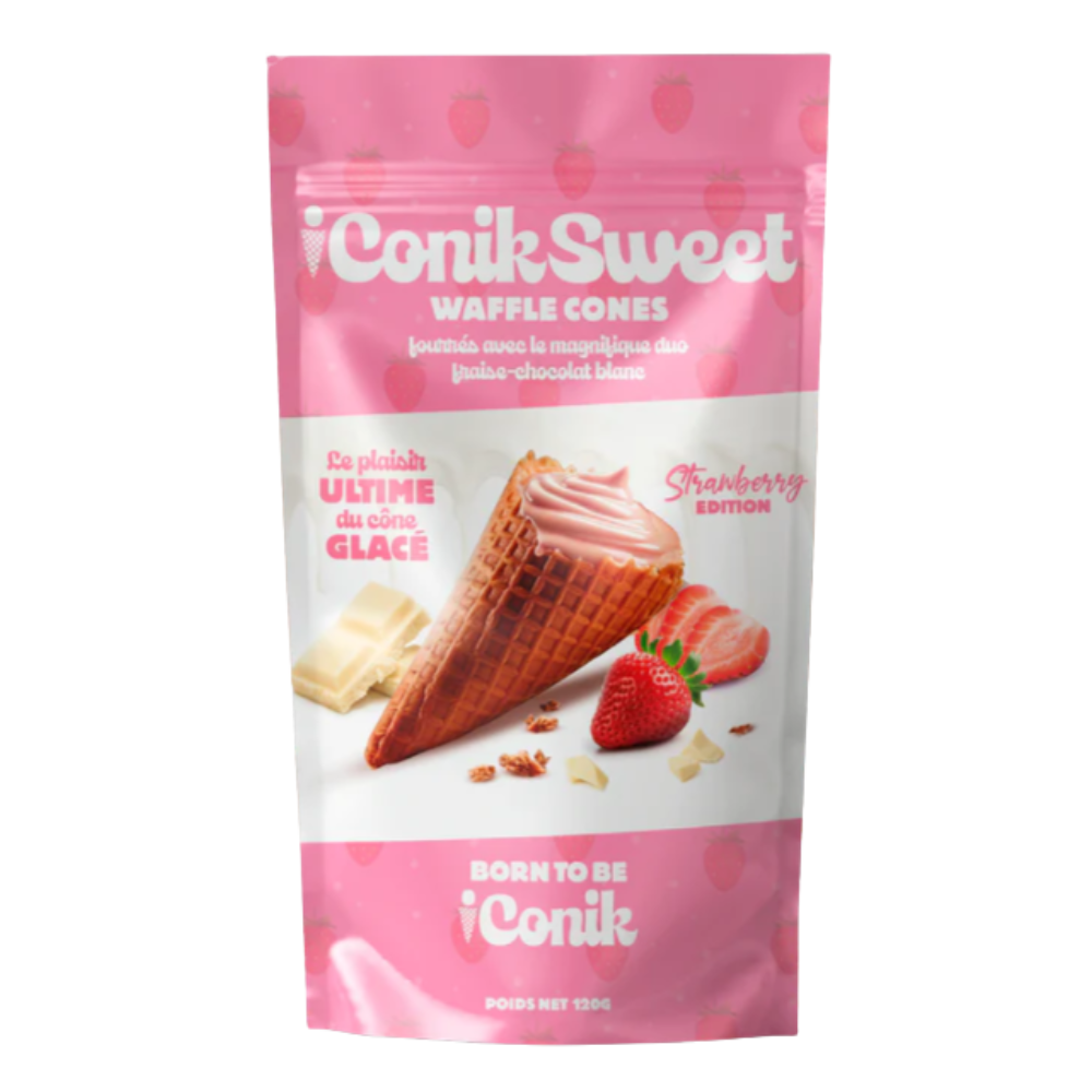 iConiksweet Waffle Cones White Chocolate & Strawberry - My American Shop