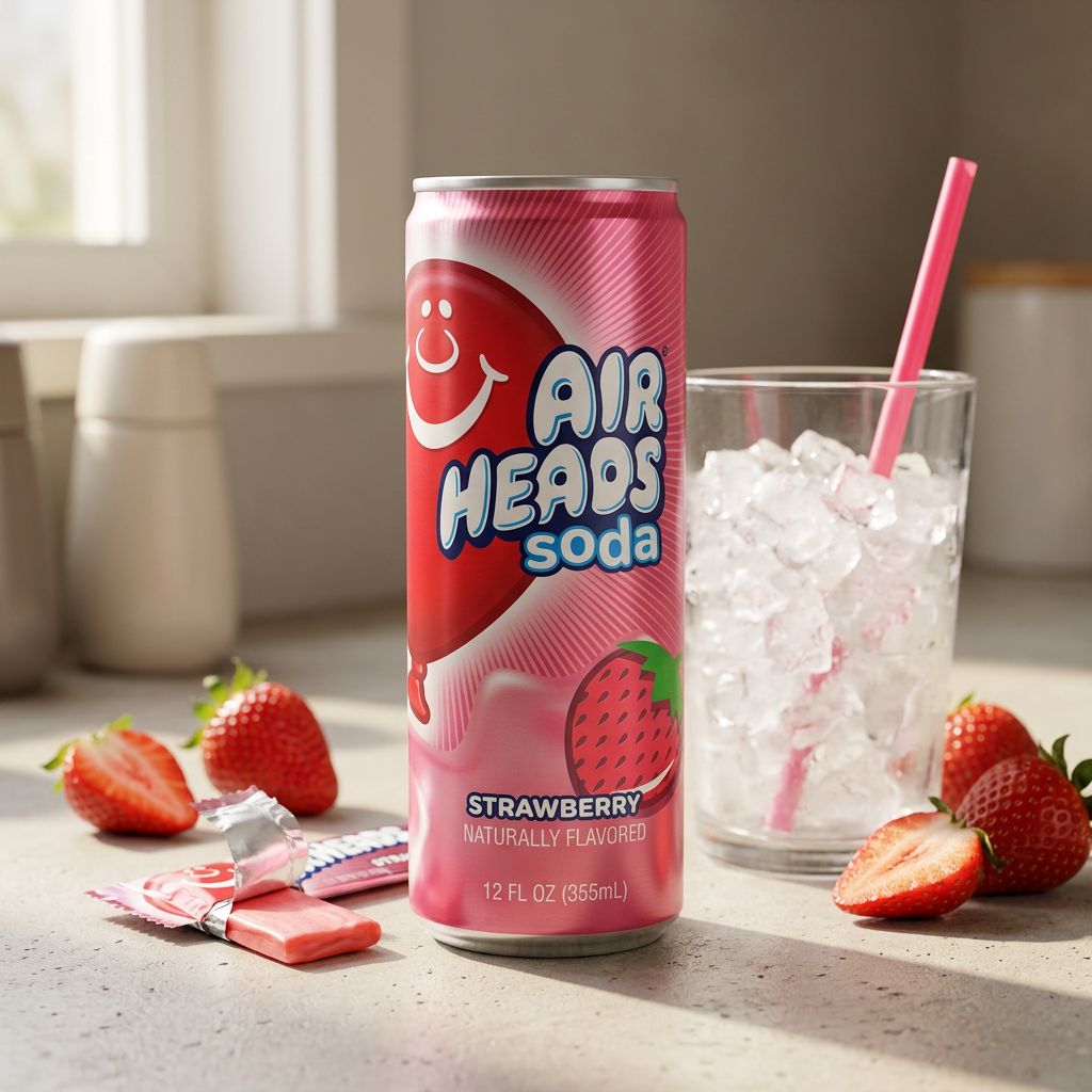 Airheads Soda Strawberry, canette de soda américain saveur fraise candy, importé des USA, disponible sur My American Shop