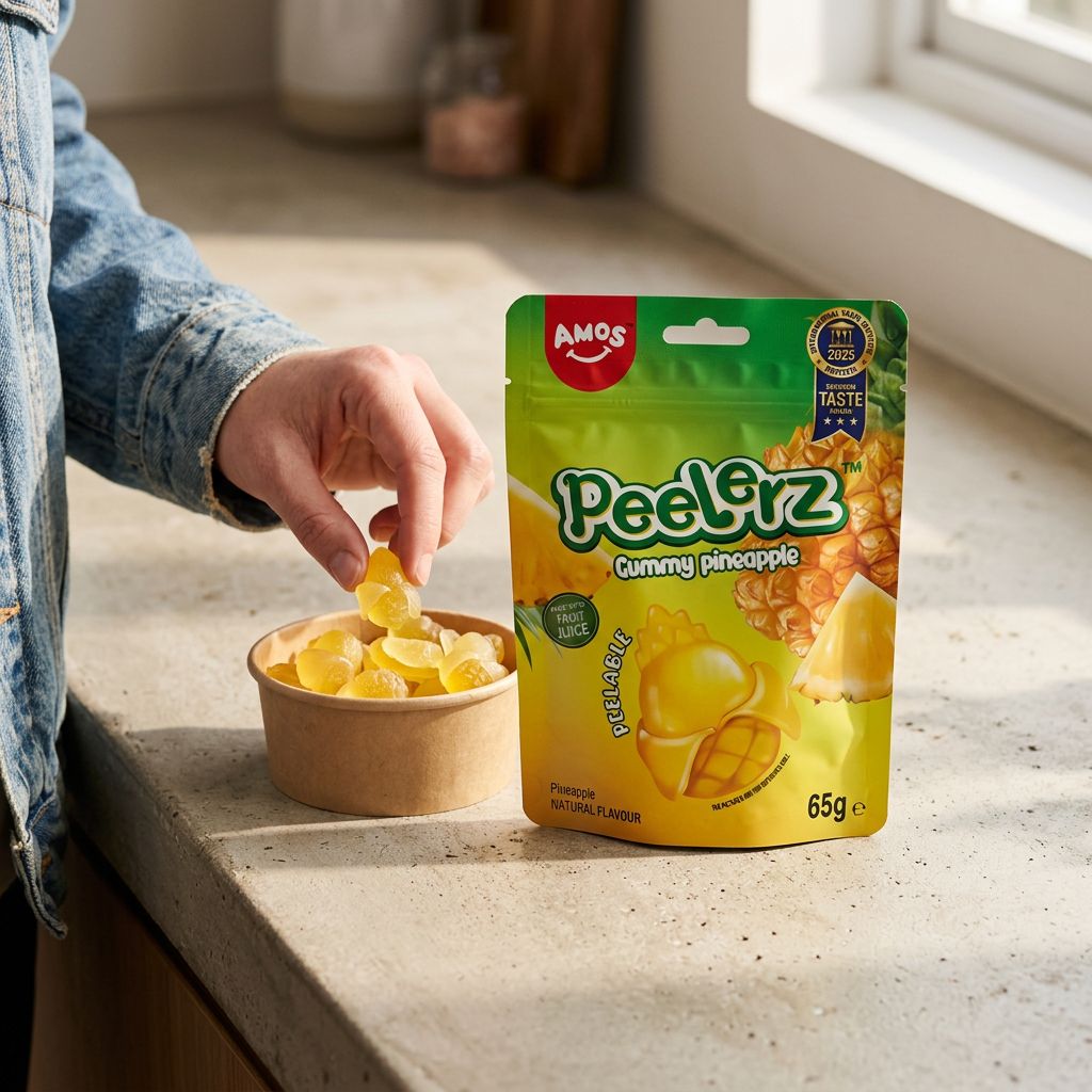 Amos Peelerz Gummy Pineapple, bonbon gélifié ananas à peler importé des USA, disponible sur My American Shop