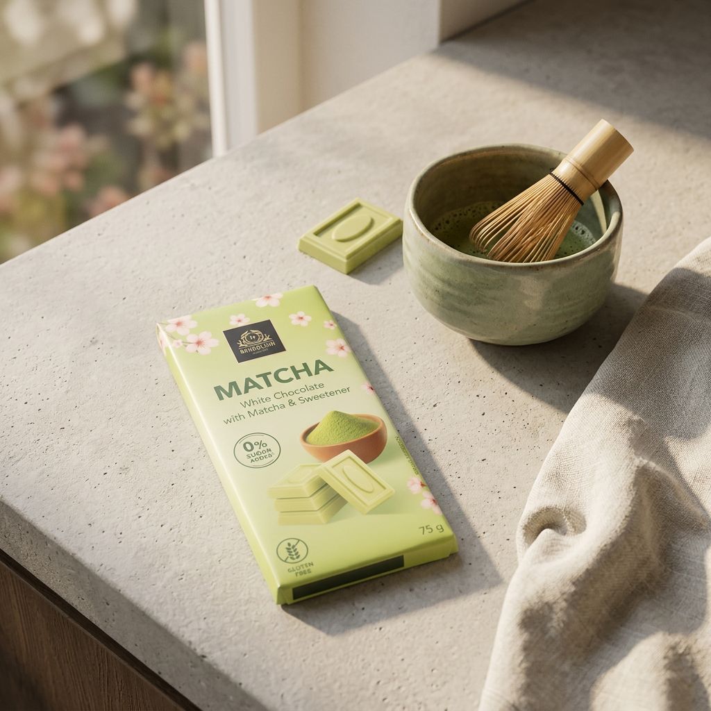 Bardollini Matcha White Chocolate Bar, tablette chocolat blanc matcha fusion japonaise, disponible sur My American Shop