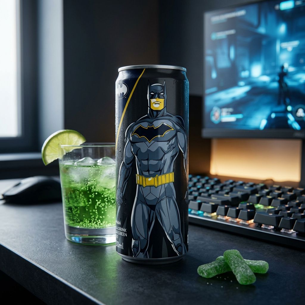 Canette Batman Soda Sour Green Apple, soda américain collector saveur pomme verte acidulée, disponible sur My American Shop