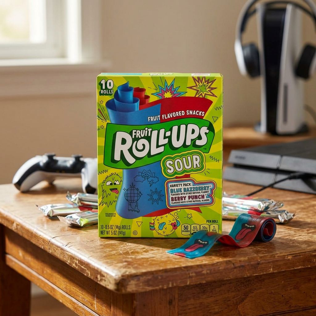 Betty Crocker Fruit Roll-Ups Sour, snack américain fruité acidulé en rouleau, disponible sur My American Shop