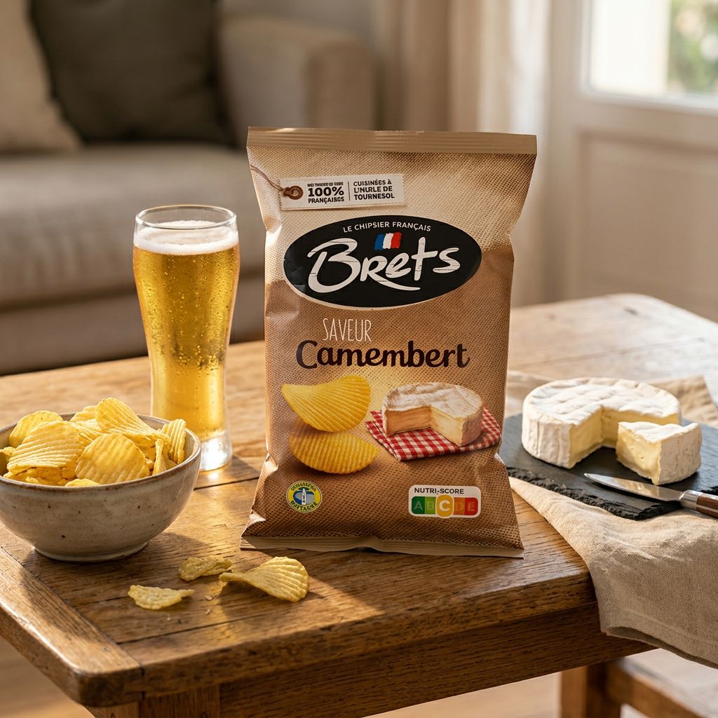 Chips Brets Flavour Camembert, saveur fromage français, snack premium origine France, disponible sur My American Shop