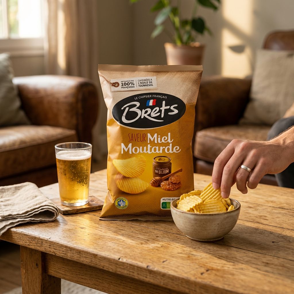 Chips Brets Flavour Honey Mustard miel moutarde et épices, snack français croustillant, disponible sur My American Shop
