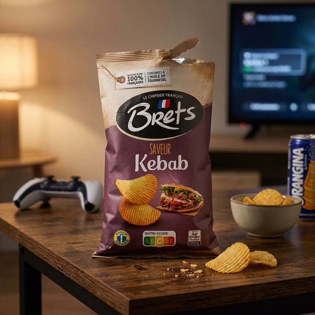 Chips Brets Flavour Kebab, saveur épicée paprika cumin poulet, snack français croustillant, disponible sur My American Shop