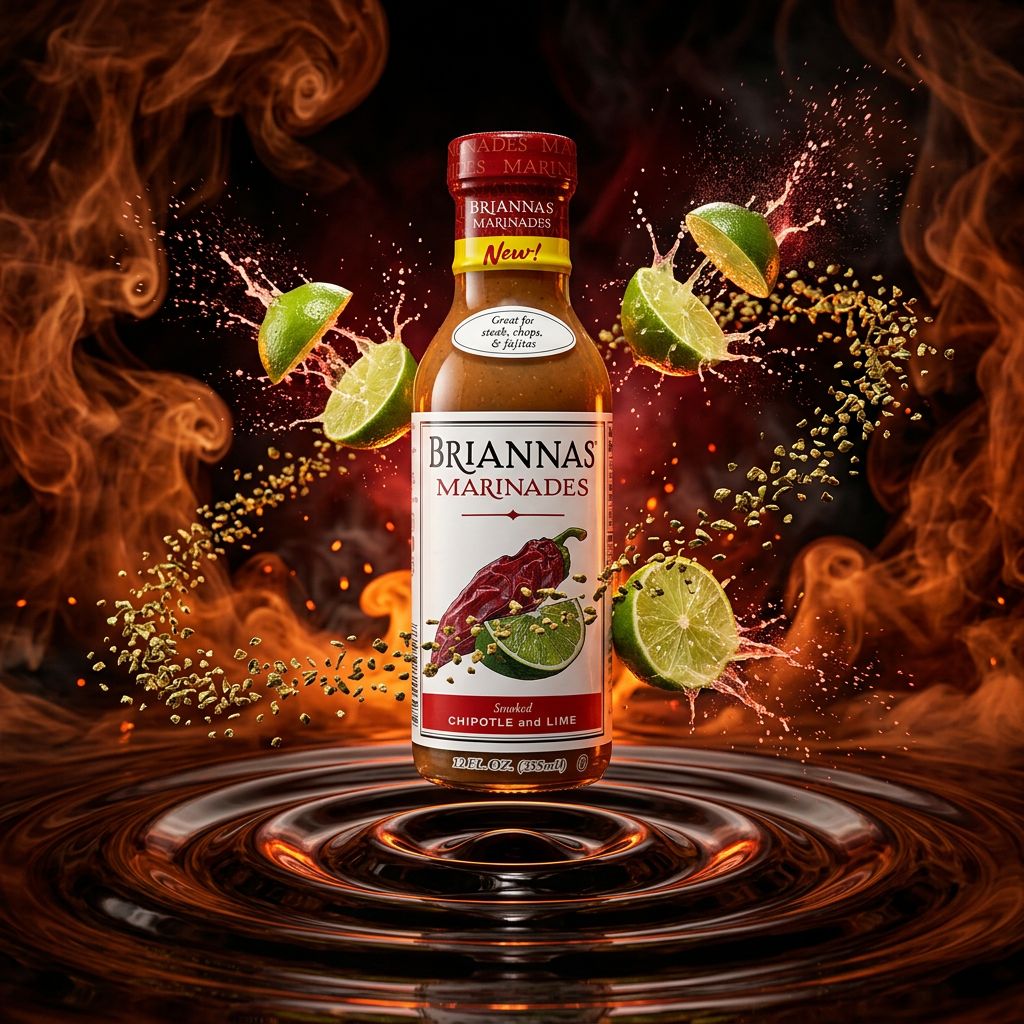 Marinade Briannas Smoked Chipotle & Lime, saveur fumée et citron vert, origine USA, disponible sur My American Shop