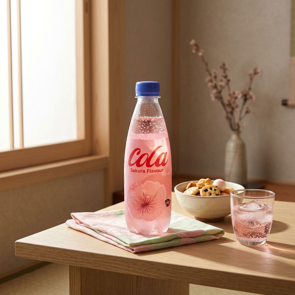 Cola Sakura, soda japonais aromatisé fleur de cerisier, canette importée du Japon, disponible sur My American Shop