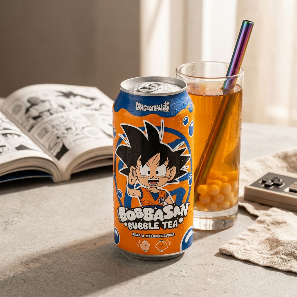 Canette collector Ultra Ice Tea Dragon Ball S Goku bubble tea poire melon 250ml disponible sur My American Shop