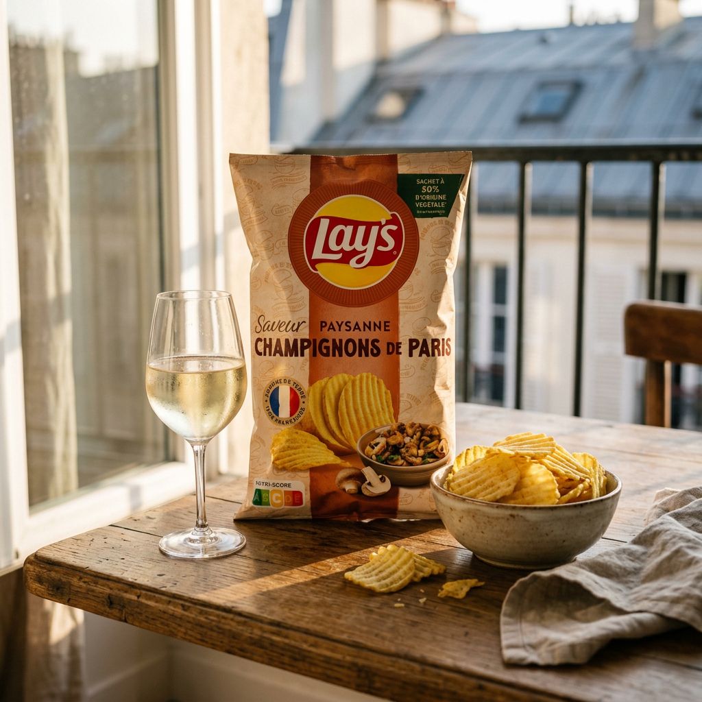 Lay's Paysanne Champignons de Paris, chips premium saveur umami, édition spéciale, disponible sur My American Shop