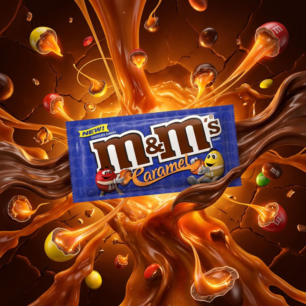 M&M's Caramel, bonbons chocolat au lait et caramel fondant, recette américaine, disponible sur My American Shop