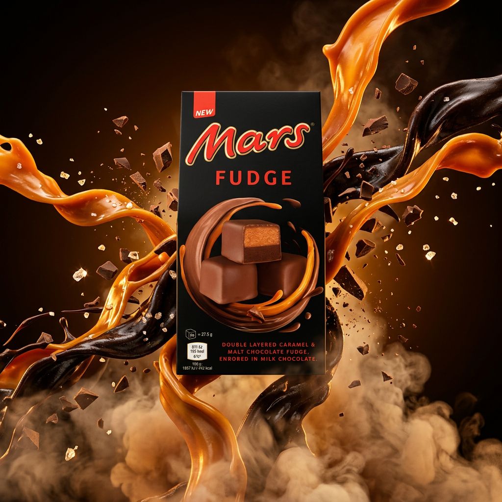 Mars Fudge Double Layered Caramel Malt chocolat au lait, barre importée UK, disponible sur My American Shop