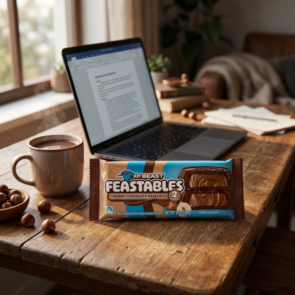 Feastables Cups Creamy Chocolate Hazelnut de MrBeast, cups chocolat noisette americaines, disponible sur My American Shop