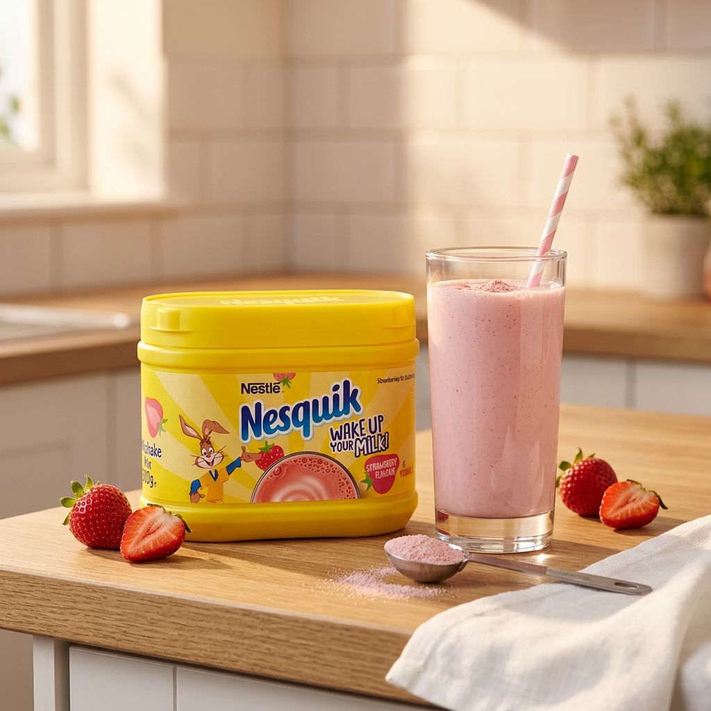 Nesquik Milkshake Mix Strawberry, poudre fraise importée des USA, disponible sur My American Shop