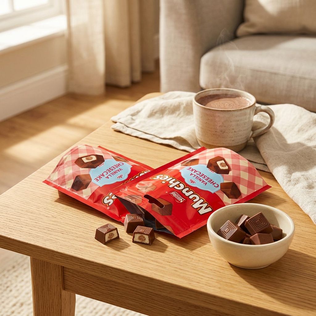 Nestle Munchies Vanilla Cheesecake Pouch, snack chocolat biscuit vanille importé, disponible sur My American Shop
