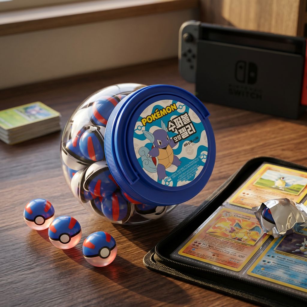 Pokemon Super Ball Shaped Jelly, bonbons gelées forme Pokéball importés d'Asie, saveur fruitée, disponible sur My American Shop