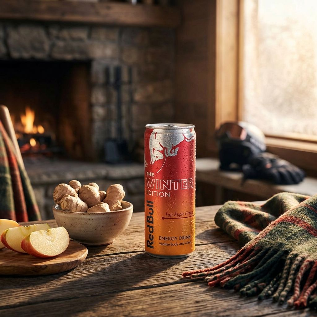 Red Bull Winter Edition Fuji Apple Gingembre, canette 250ml édition limitée hivernale importée, disponible sur My American Shop