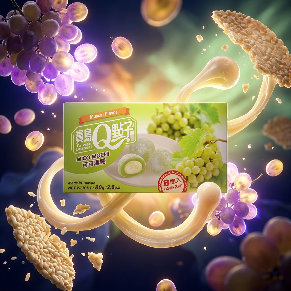 Royal Family Mochi Muscat Box, pâte de riz gluant fourrage crémeux raisin, boîte taïwanaise, disponible sur My American Shop