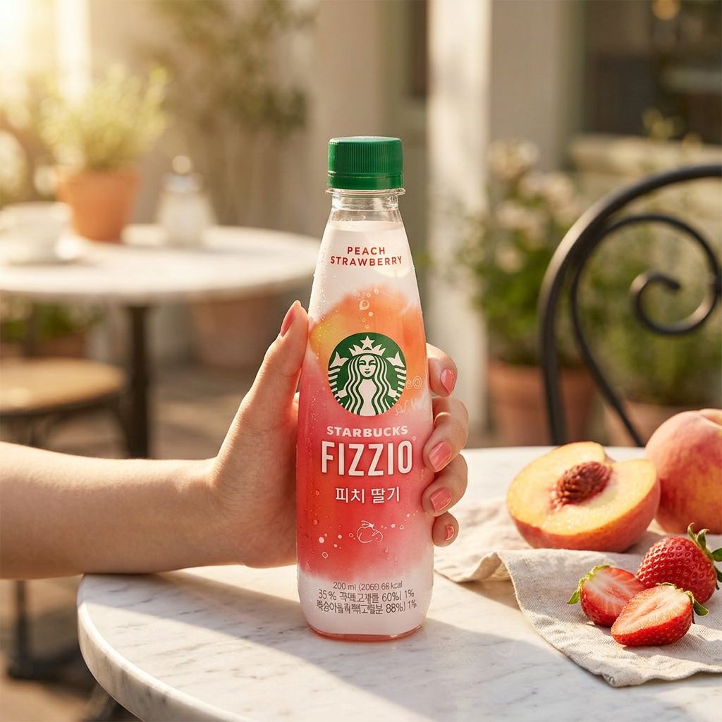 Starbucks Fizzio Peach Strawberry, soda pétillant pêche fraise importé des USA, disponible sur My American Shop