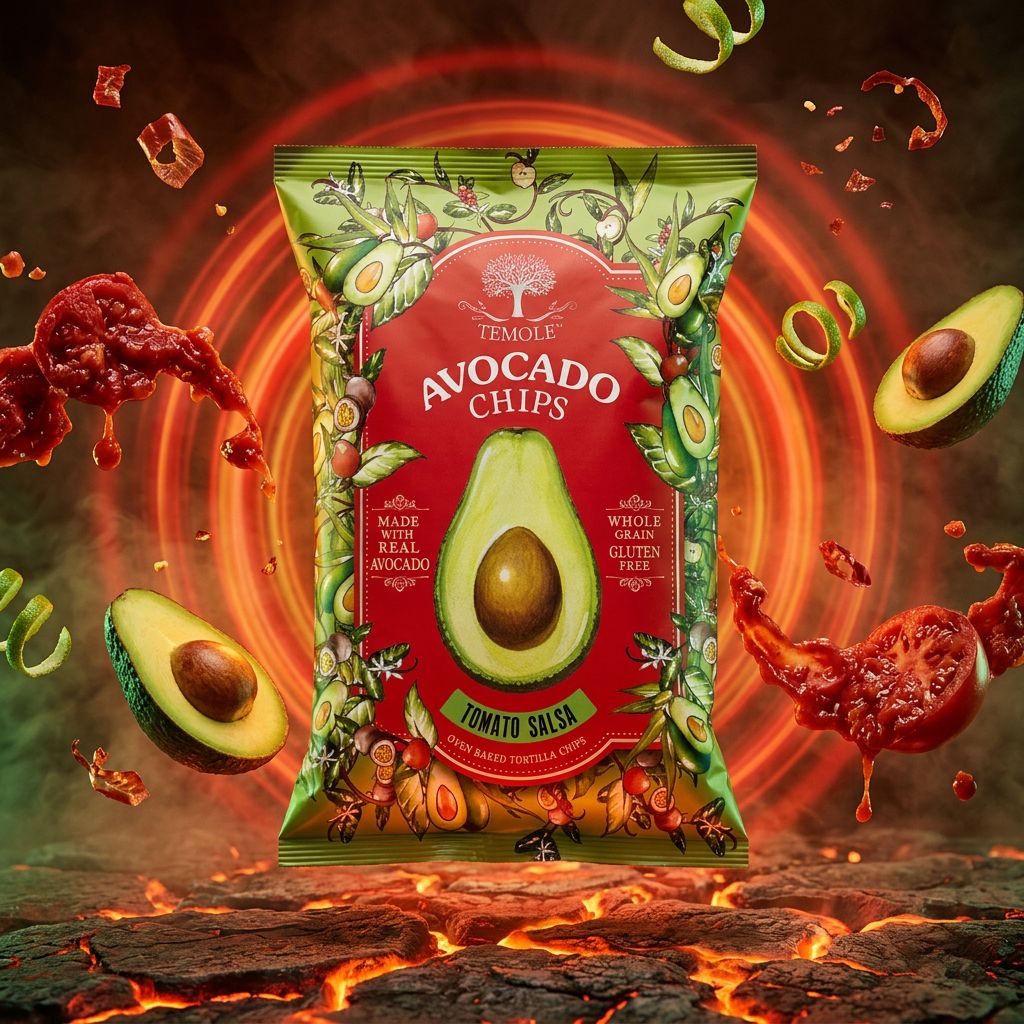 Temole Avocado Chips saveur Tomate Salsa, snack sans gluten américain, disponible sur My American Shop