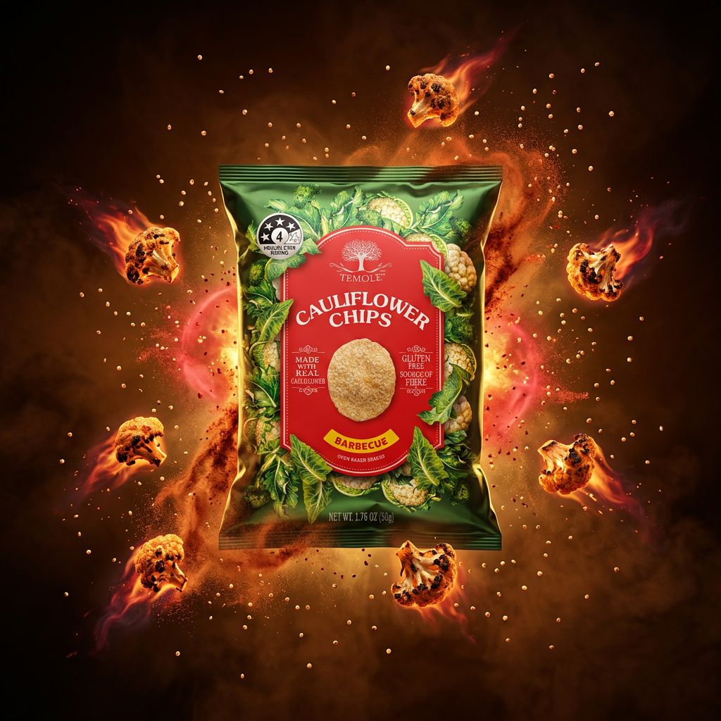 Temole Cauliflower Chips saveur barbecue, snack végétalien au chou-fleur, disponible sur My American Shop