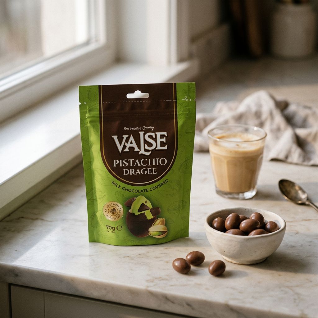 Valse Dragée Pistache Chocolat au Lait, dragées croquantes premium, disponible sur My American Shop