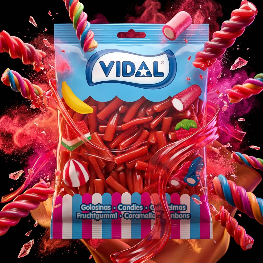 Vidal Screws Strawberry, bonbon en forme de vis fraise acidulée, marque espagnole, disponible sur My American Shop
