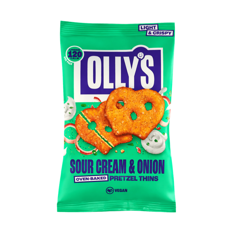 Olly's Pretzel Thins Crema Agria y Cebolla