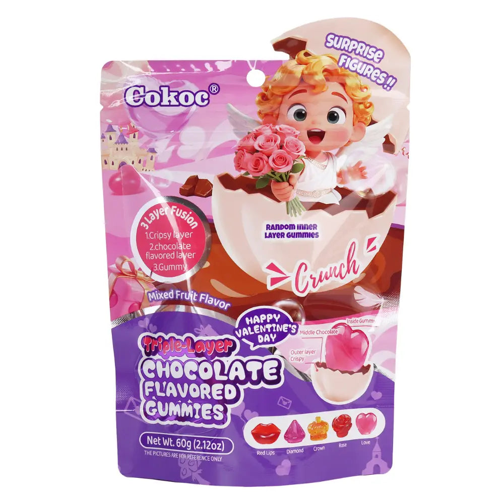Gominolas Cokoc de frutas variadas con sabor a fruta y tres capas del Día de San Valentín