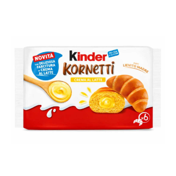 Kinder Kornetti Crema al Latte 252g : pack 6 croissants fourrés crème au lait viennoiserie italienne Kinder