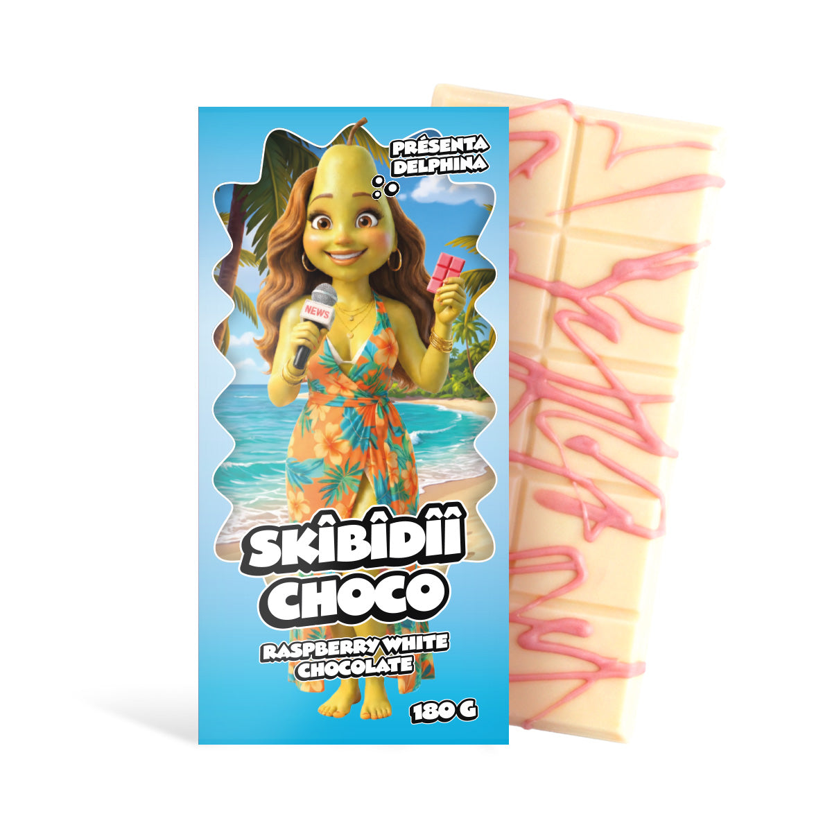 Skibidii Choco Presenta Delphina Frambuesa Chocolate Blanco