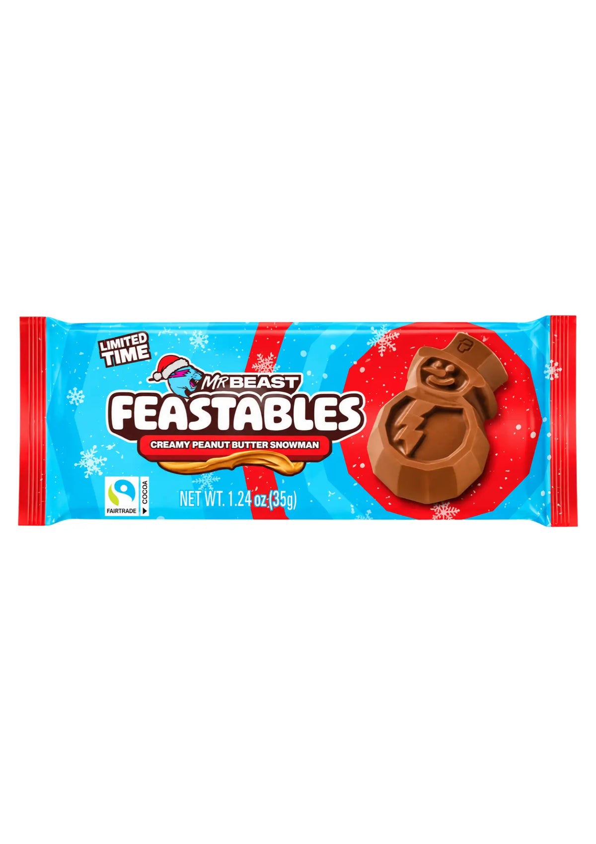 Taza de chocolate con leche y crema de cacahuete Snowman de Mr Beast Feastables