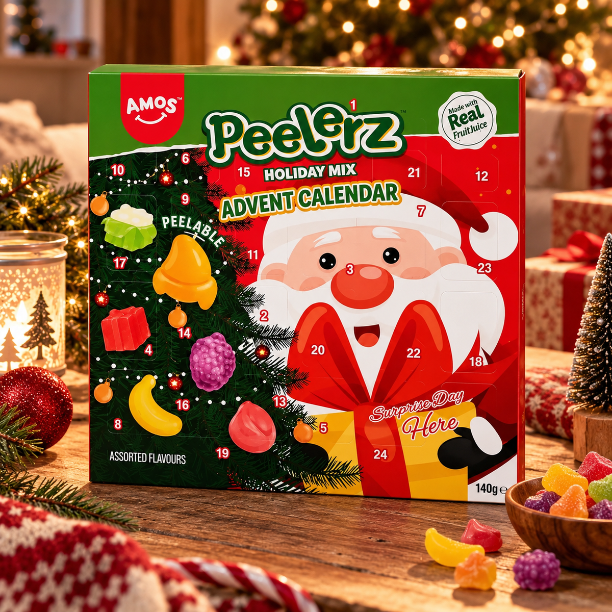 Calendario de Adviento de mezcla de caramelos Amos Peelerz