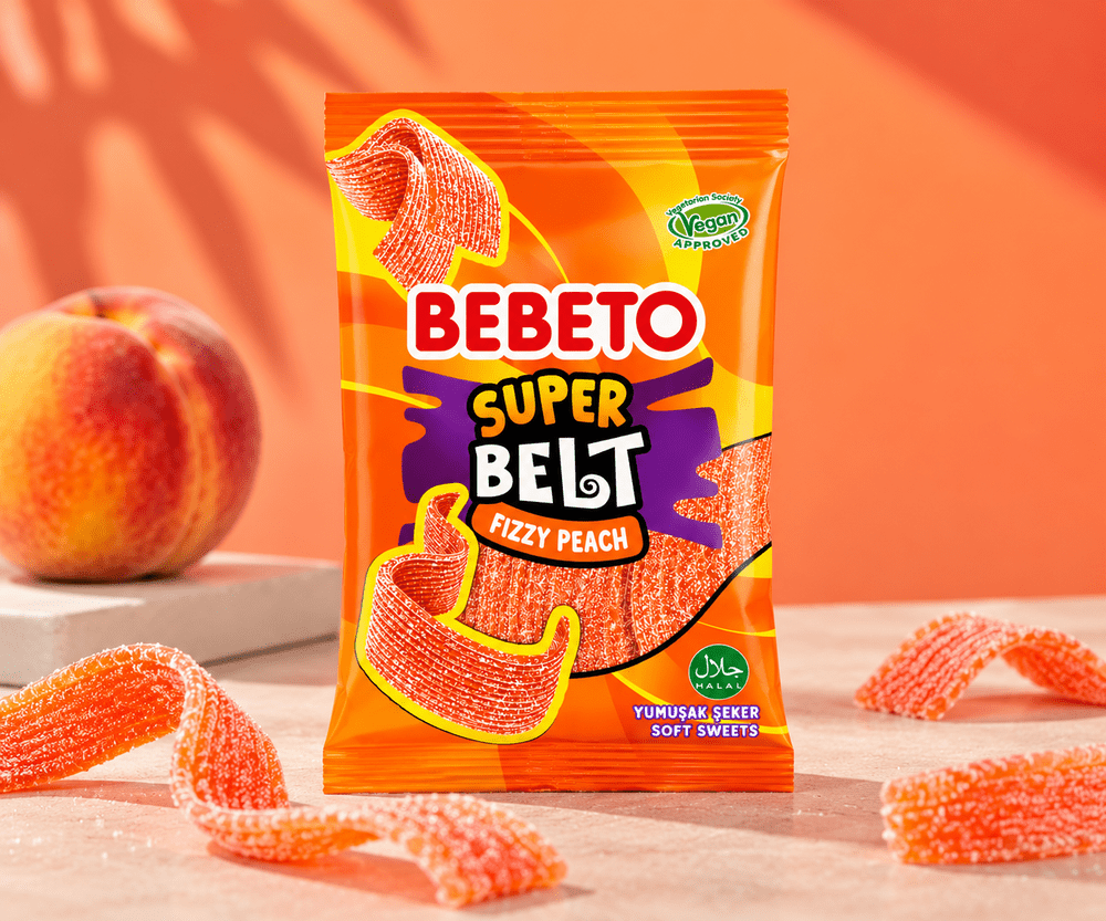 Cinta Super Fizzy de melocotón de Bebeto