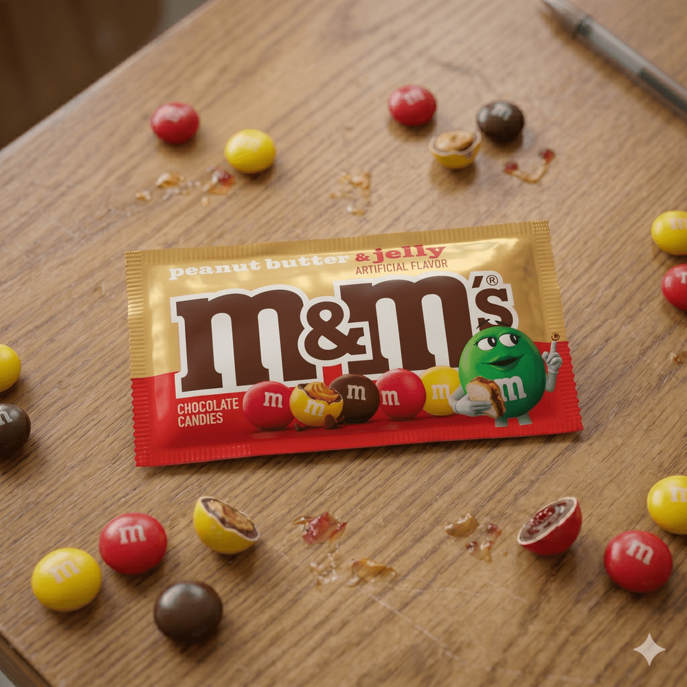 M&m's sabor mantequilla de maní y jalea