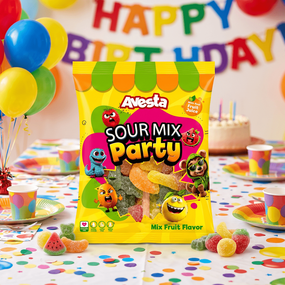 Sabor a fruta de gomitas para fiesta Avesta Sour Mix
