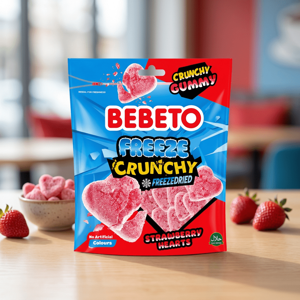 Bebeto Freeze Corazones Crujientes de Fresa