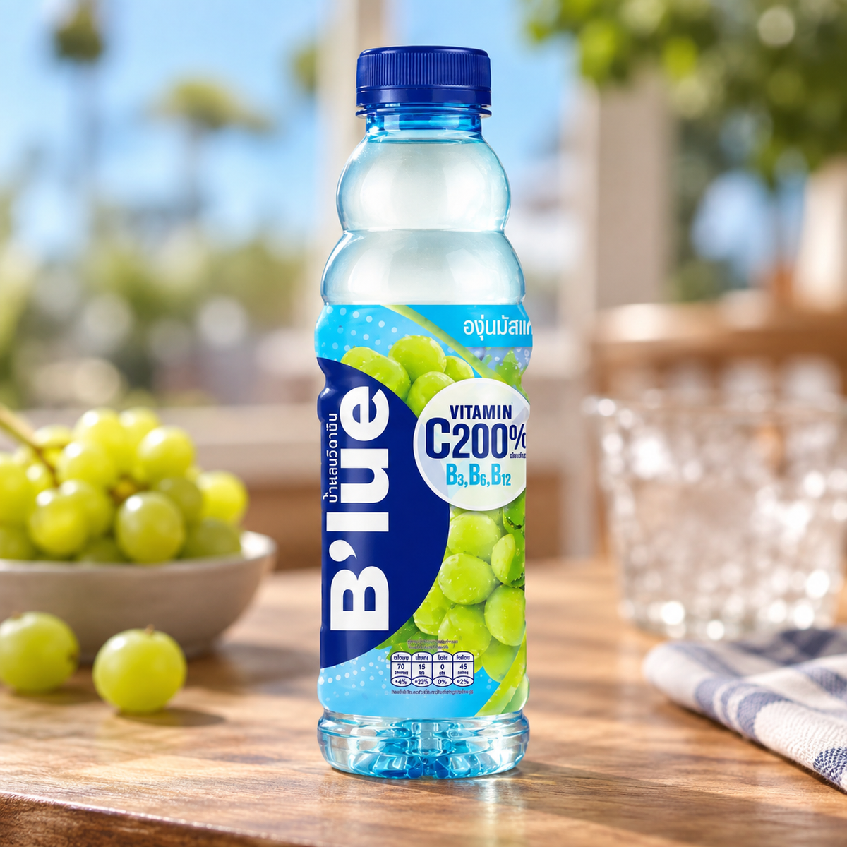 Bebida vitamínica B'lue de uva moscatel