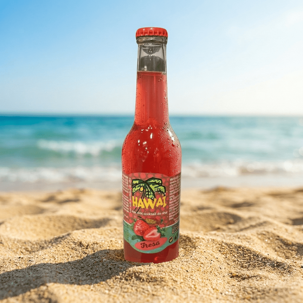 Botella de cristal Hawaï Fresa