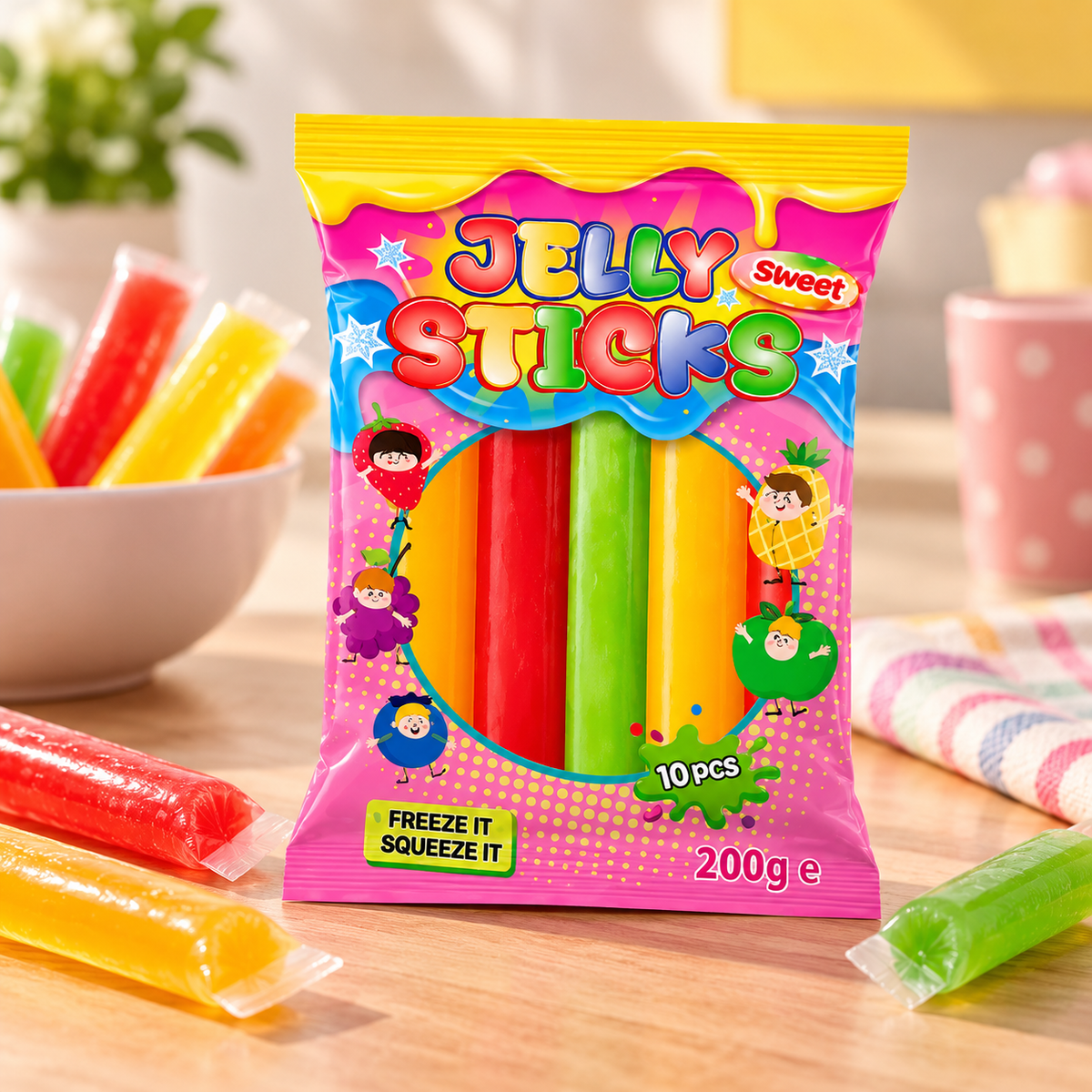 Palitos de gelatina dulces