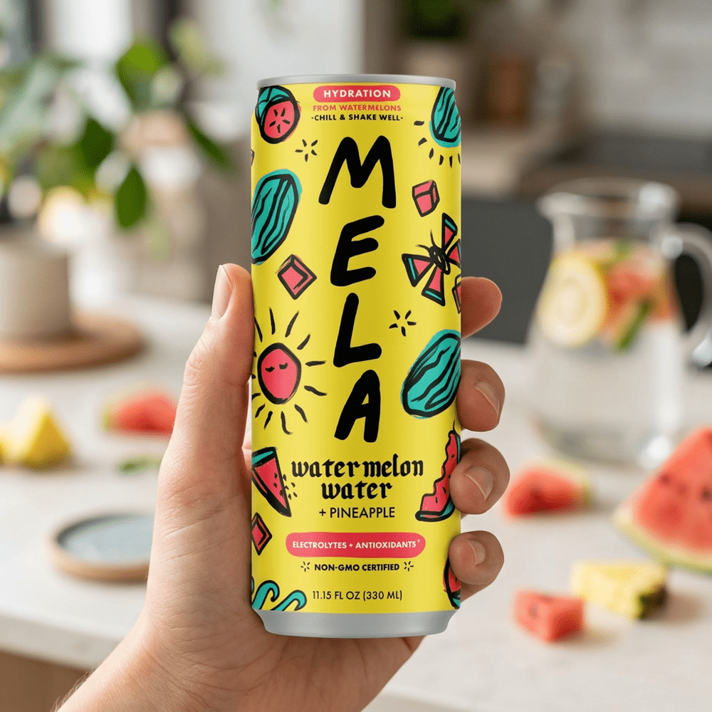 Agua de sandía y zumo de piña Mela