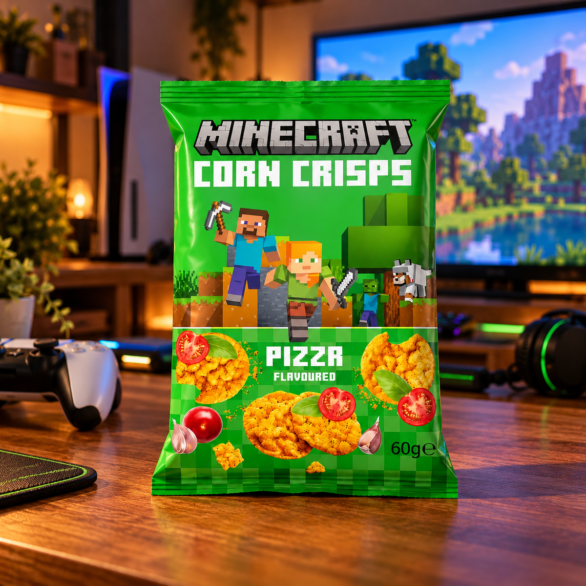 Crujientes de maíz Minecraft sabor pizza