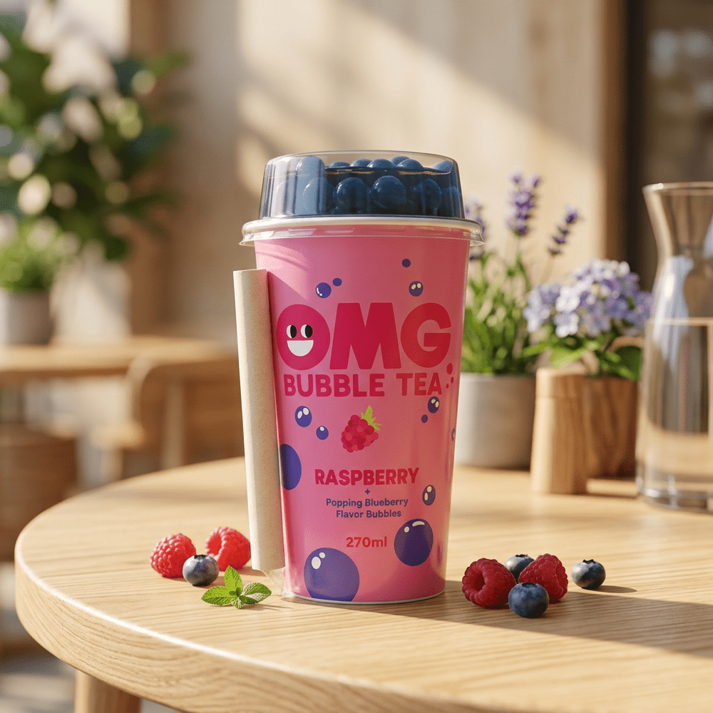 OMG Bubble Tea Frambuesa y Arándano