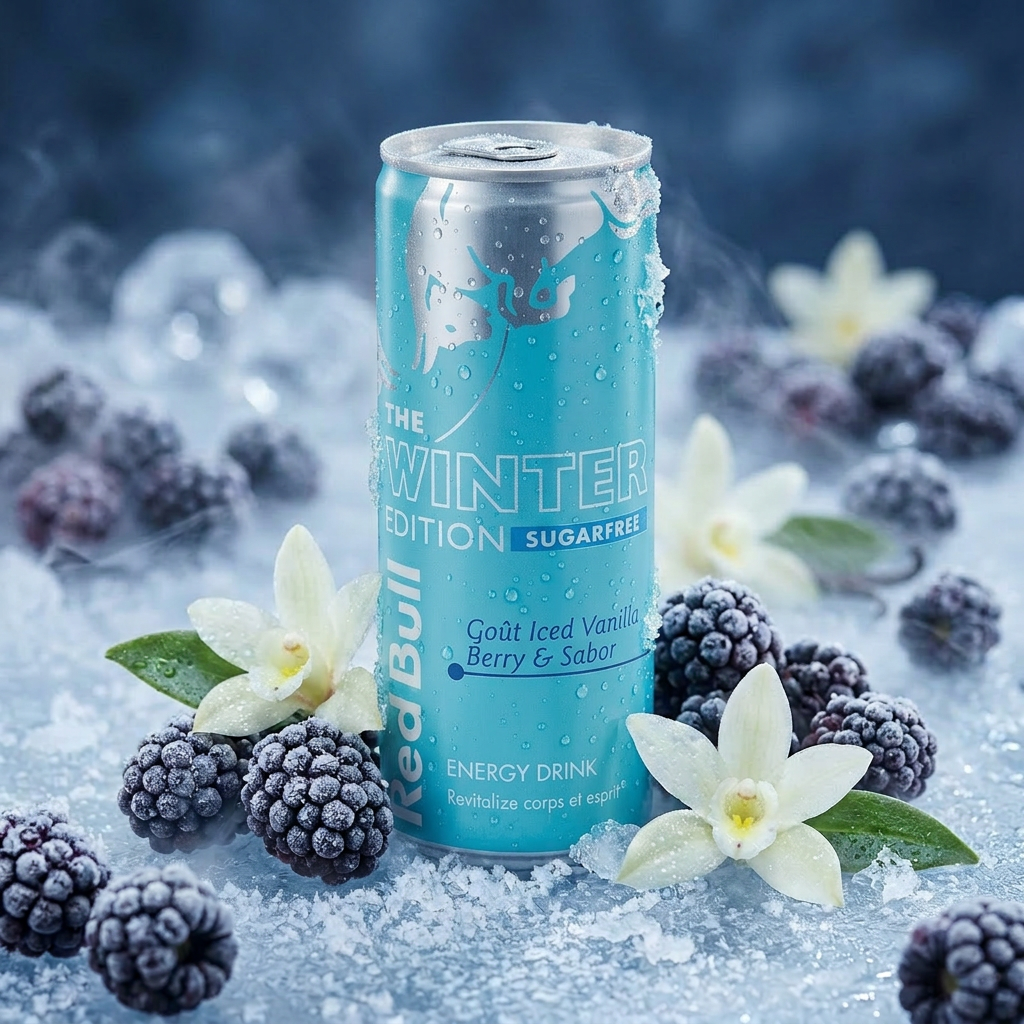Red Bull Energy Drink Edición de Invierno Sin Azúcar Vainilla Helada Baya