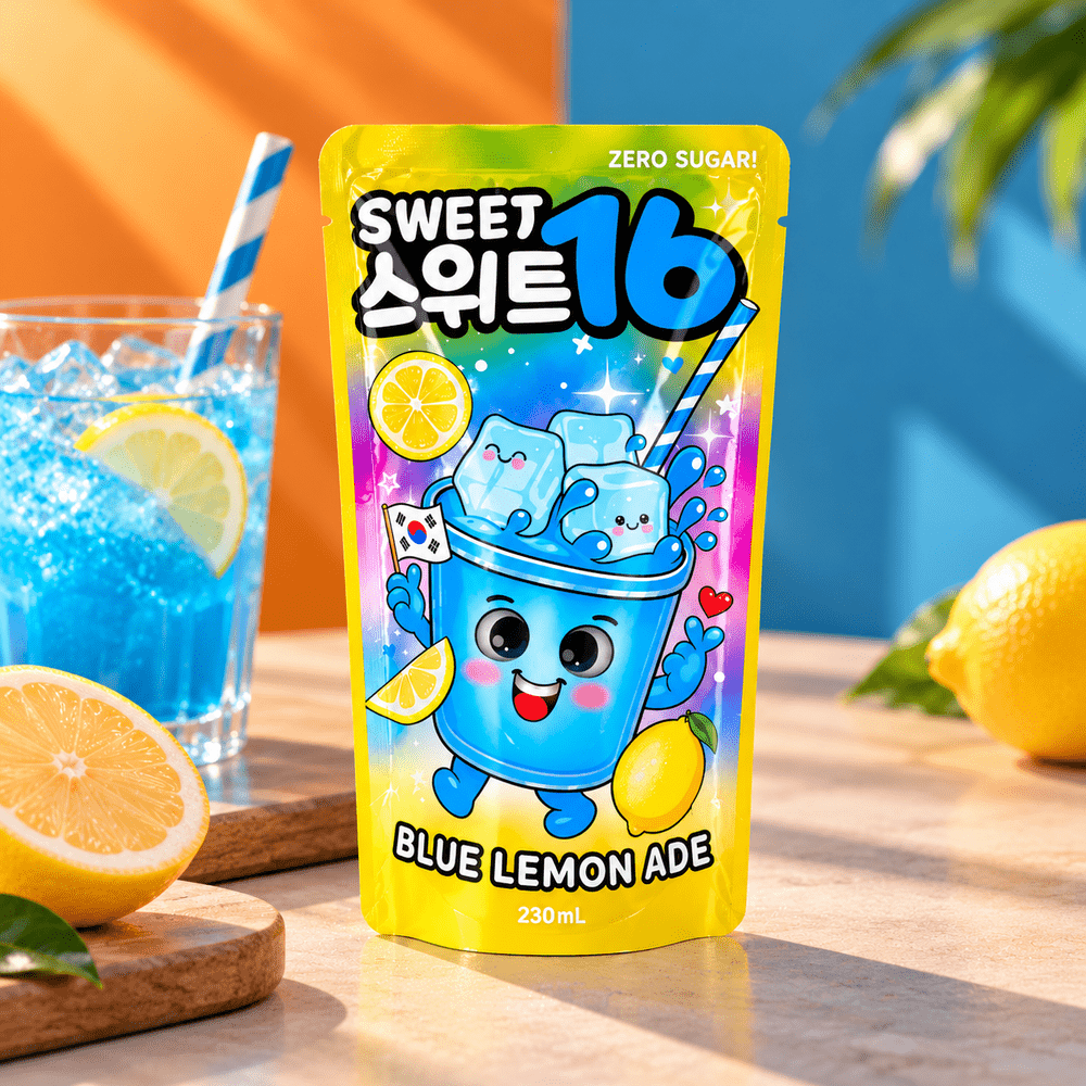Sweet16 limón azul con gas sin azúcar