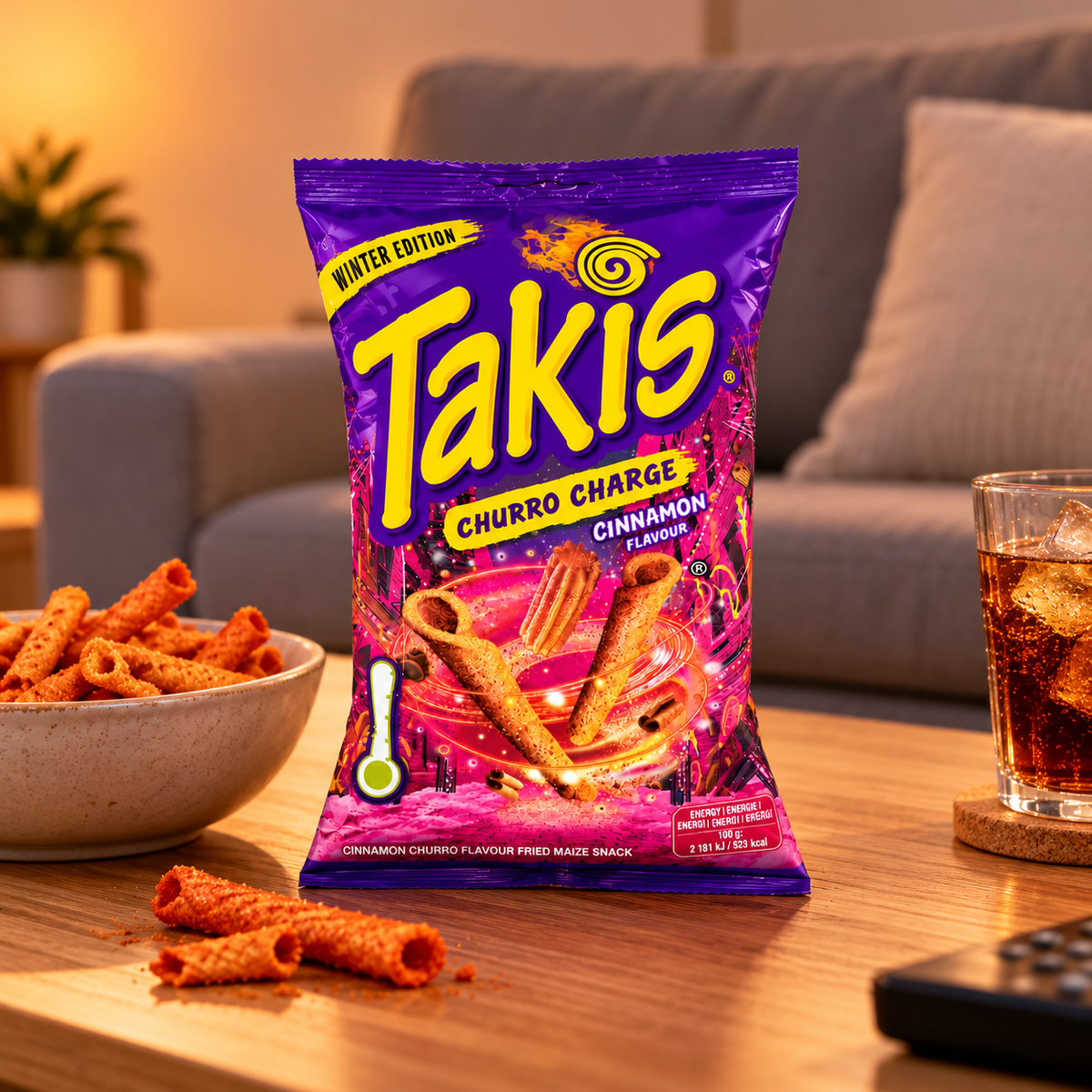 Takis Edición de invierno Churro Charge sabor canela