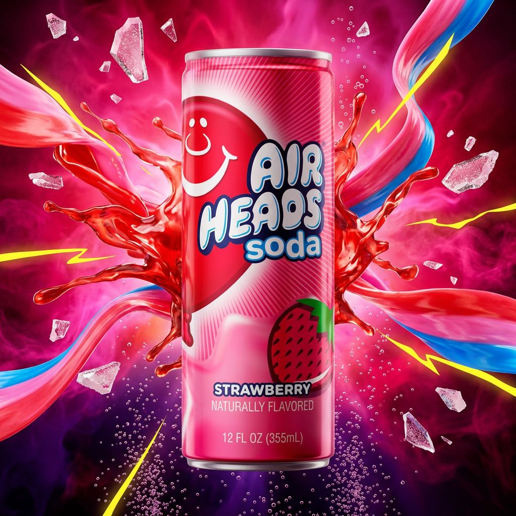 Airheads Soda Strawberry, canette de soda américain saveur fraise candy, importé des USA, disponible sur My American Shop