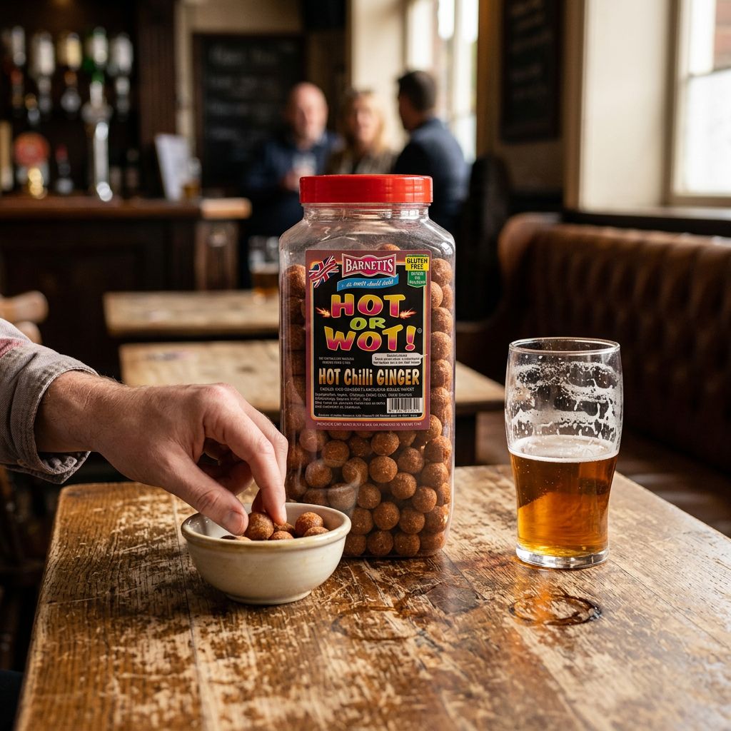 Barnetts Hot Or Wot Chilli Ginger, bonbons épicés piment gingembre importés du Royaume-Uni, disponible sur My American Shop