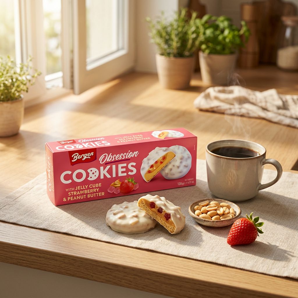 Bergen Cookies Cubo de gelatina Fresa y Mantequilla de Cacahuete
