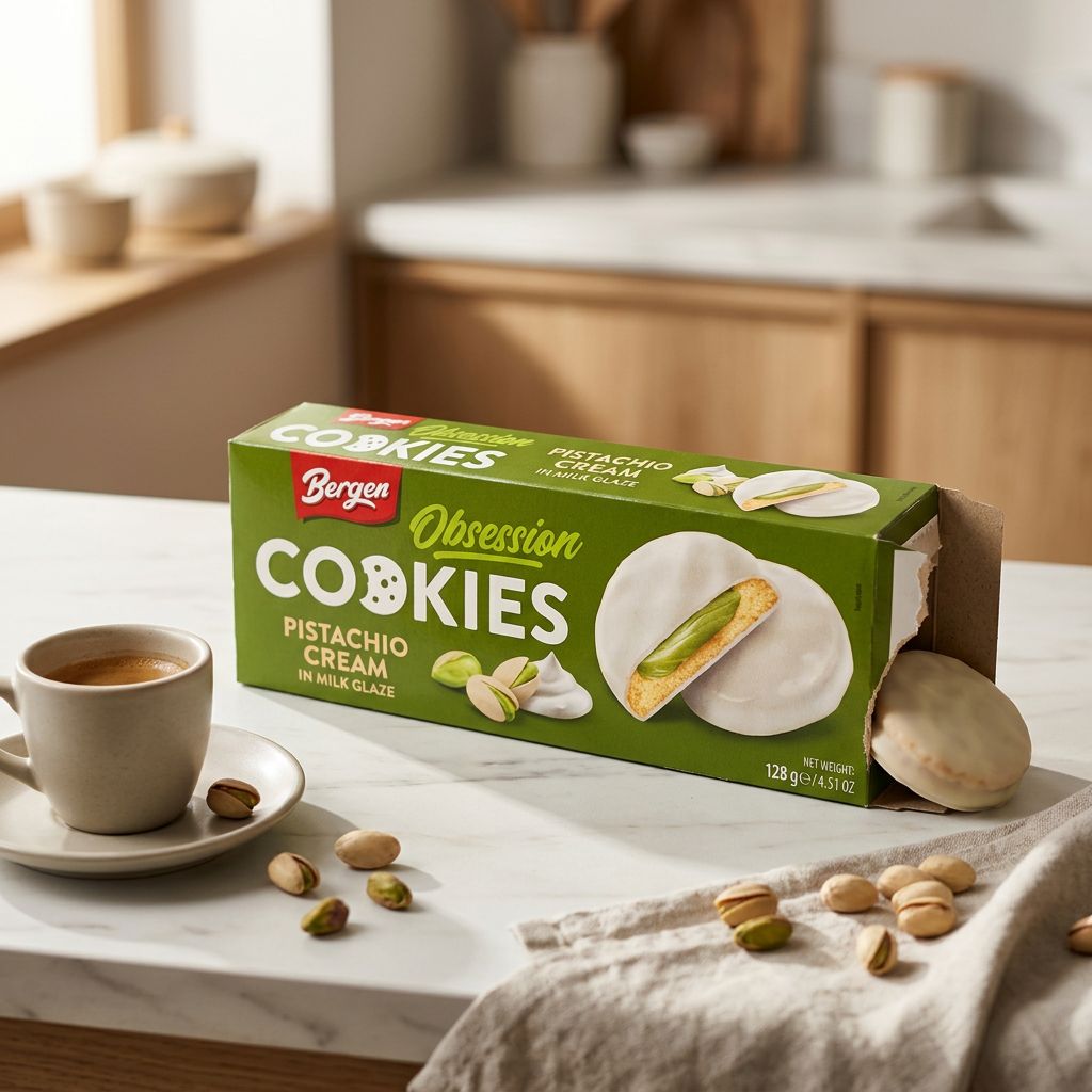 Galleta de Crema de Pistacho y Glasa Láctea Bergen