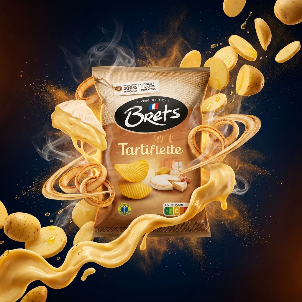 Chips Brets Flavour Tartiflette Cheese, saveur fromagère intense, sachet snack français disponible sur My American Shop